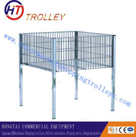 Custom Retangular Metal Wire Dump Bin Display With Four Columns / Removable Shelf